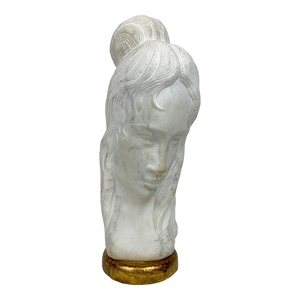 1960s Italian Carved Alabaster Bust of a Woman