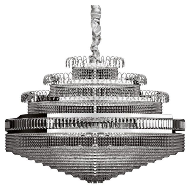 Glass Crystalis 18 Lights Chandelier in Polished Chrome and Crystal by Aggiolight For Sale - Image 7 of 7