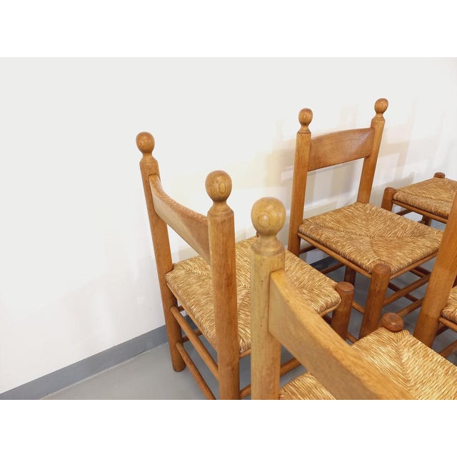 Vintage Brutalist Chairs in Oak and Straw, 1960s, Set of 6 For Sale - Image 14 of 17