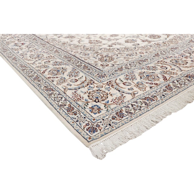 Persian Nain Silk & Wool Ivory Area Rug- 6'10" X 10' 3" For Sale - Image 4 of 6