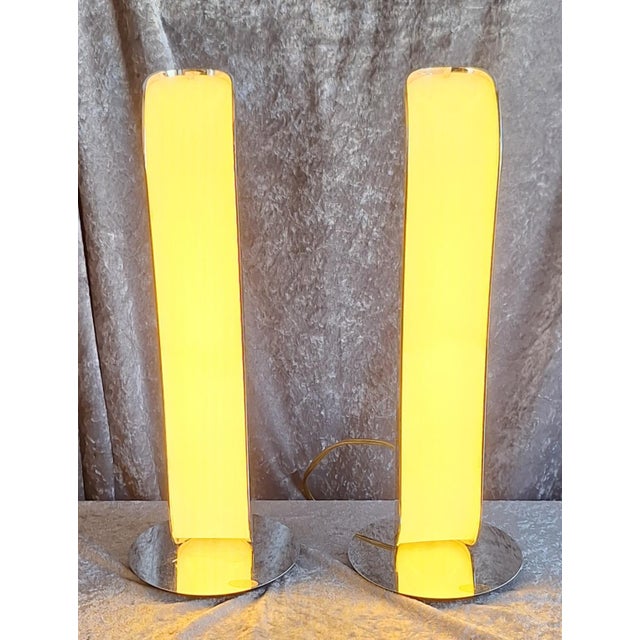 Metal Vintage Table Lamps with Chrome-Plated Metal Housing and White Plastic Shade from Wofi-Leuchten, 2000s, Set of 2 For Sale - Image 7 of 11
