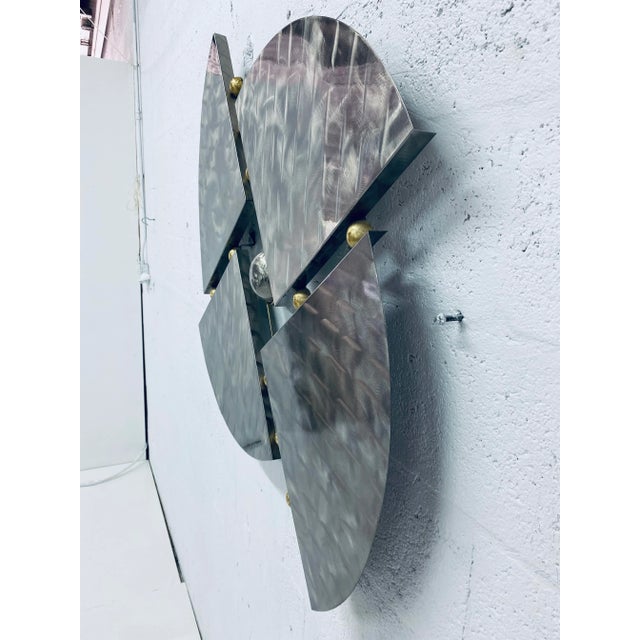 Mid90s Contemporary Steel and Brass Wall Sculpture For Sale In Miami - Image 6 of 12