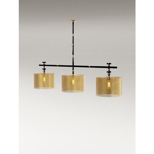 Juliette ceiling lamp in brass, steel & aluminium by studio marine breynaert. Dimensions: w 186 x d 30 cm (height upon...