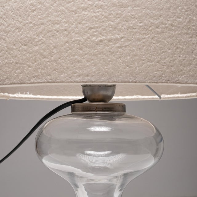 Glass Ml1 Sculptural Table Lamp in Glass with Rubelli Shade by Ingo Maurer, 1970s, Set of 2 For Sale - Image 7 of 8
