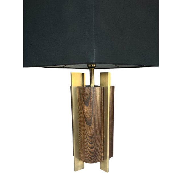 Wood 1960s Sculptural Mid-Century Modern Table Lamps in Wood & Brass - a Pair For Sale - Image 7 of 14