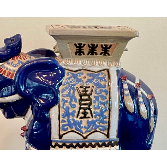 1970s Vintage Ceramic Elephant Garden Stool/ Table/ Plant Stand For Sale - Image 5 of 12
