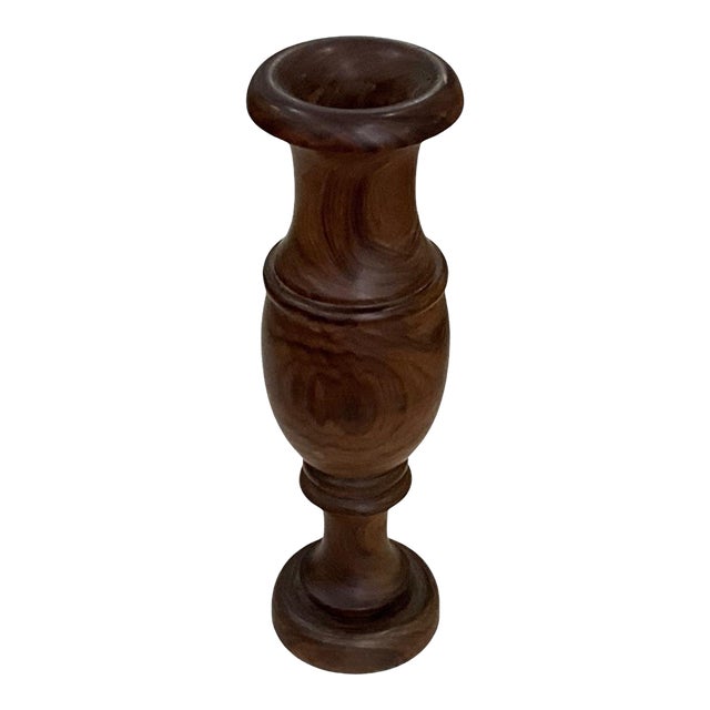 Vintage Ironwood Carved Decorative Vase For Sale