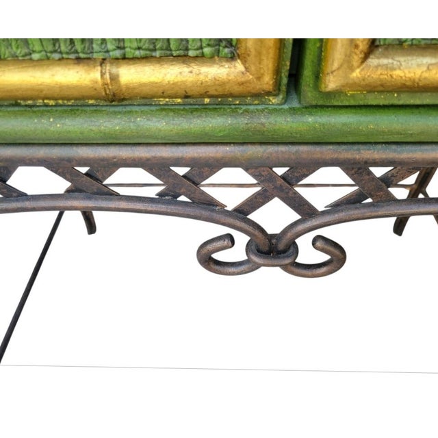 A vintage customized faux green croc, faux bamboo storage bar cabinet by lane. I have completely transformed this cabinet...