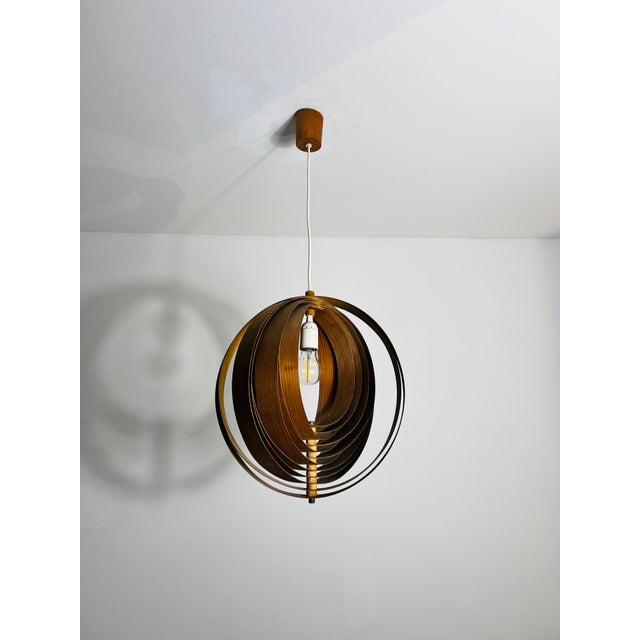 Mid-Century Wooden Pendant Lamp by Hans-Agne Jakobsson, Sweden, 1960s For Sale - Image 9 of 12