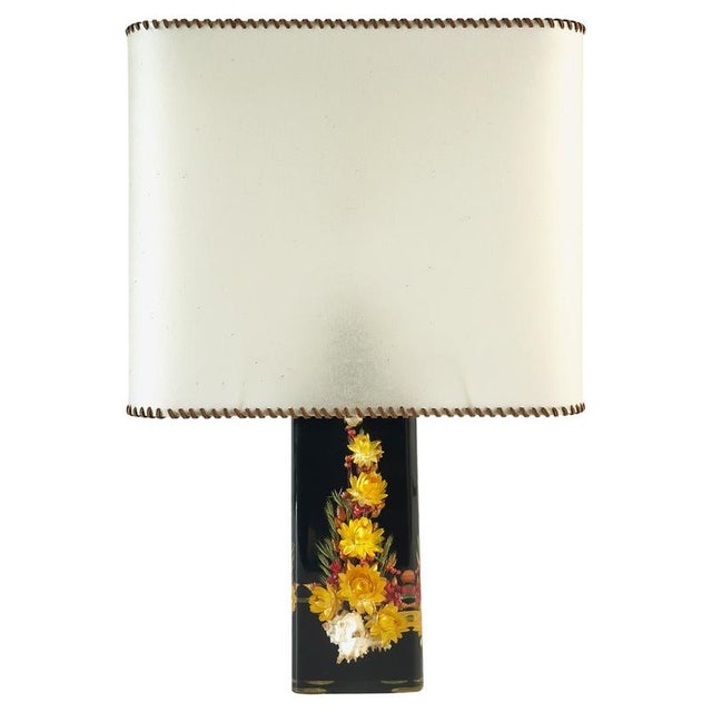 Floral Resin Block Table Lamp by Pierre Giraudon, 1960s For Sale - Image 10 of 10
