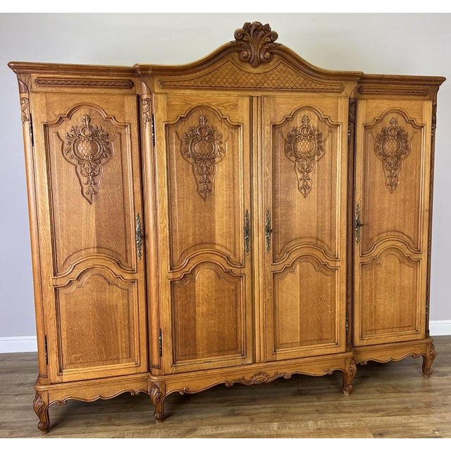 Vintage French Louis XVI Style Wardrobe in Oak For Sale - Image 11 of 18