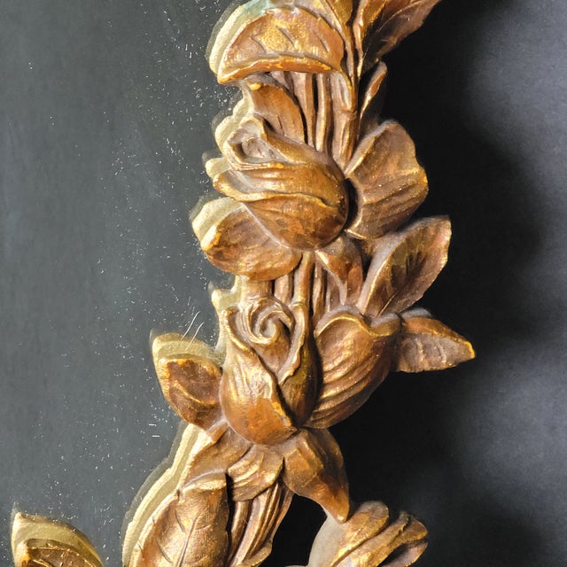 Vintage Syroco Gold Gilt Ornate Oval Roses Wall Mirror | Chairish