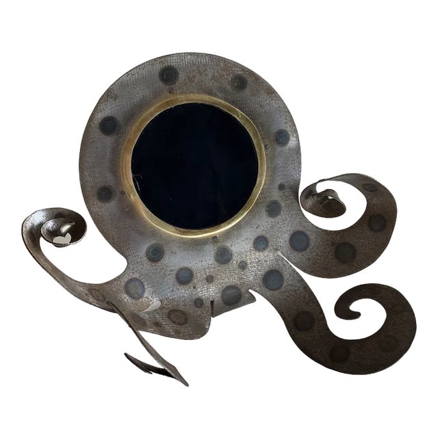 Brutalist Steel and Brass Squid Mirror, 1960s For Sale