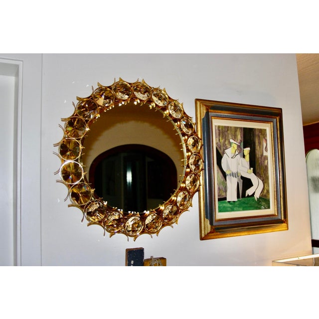 Large Circular Mirror in Gilded Brass by Christophe Palma for Palwa, 1960s For Sale - Image 9 of 16