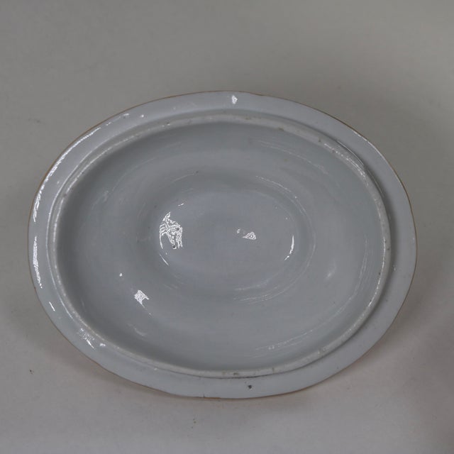 Ceramic Antique Porcelain Sugar Box in Regency Dollar Sign Pattern Attributed to Coalport For Sale - Image 7 of 16