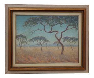 1920s Naturalistic South African Landscape Oil Painting