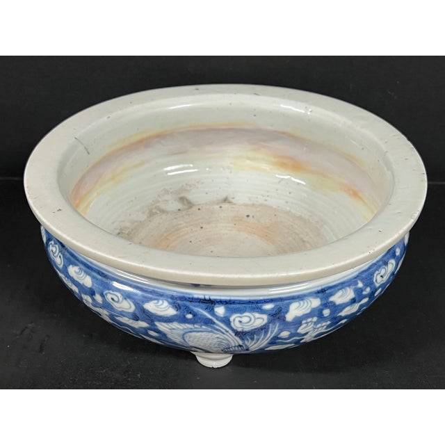 Chinese Chinese Art Poprcelain Blue and White Incense Burner Clouds and Birds Design For Sale - Image 3 of 14