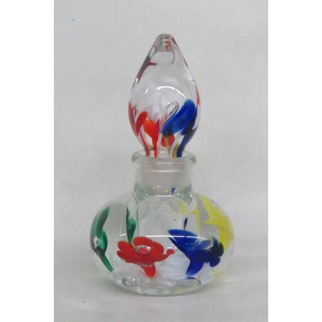 Joe St Clair Art Glass Rainbow Floral Paperweight Perfume Cologne Bottle For Sale - Image 11 of 11