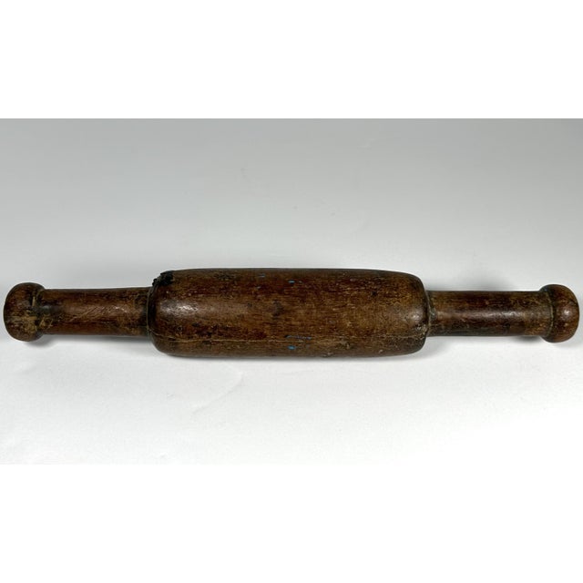 Antique Wooden Rolling Pin: Primitive Farmhouse Kitchen Decor For Sale - Image 4 of 9