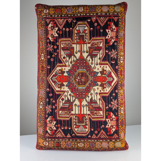 Large Mid-Century Caucasian Wool Kilim Soumak Floor Cushion, 1950s For Sale - Image 15 of 18