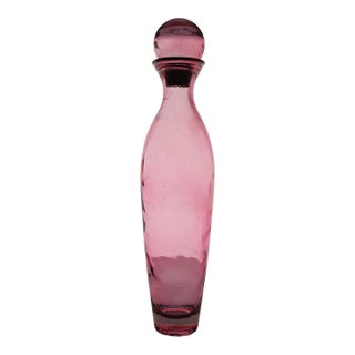 Late 20th Century Vidrios San Miguel Spanish Amethyst Recycled Glass Genie Bottle Decanter For Sale