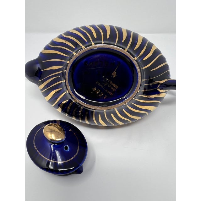 Arthur Wood Cobalt & Gilt Teapot | English Staffordshire, C. 1930s For Sale - Image 10 of 12