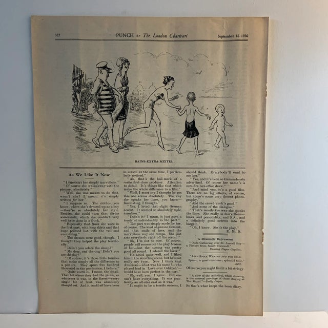 1930s 1936 Punch Magazine Cartoon Lewis Baumer Print For Sale - Image 5 of 5