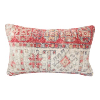 Vintage Tribal Red and Beige Bohemian Rug Pillow Cover - 12'' X 20'' For Sale