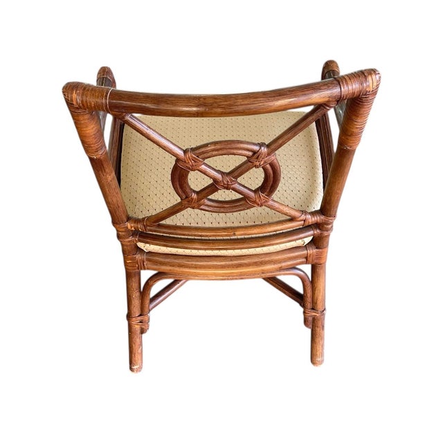 1990s Shelby Williams Target Back Rattan Dining Chairs, Set of Four, McGuire Style, Coastal, Regency, Palm Beach For Sale - Image 9 of 15