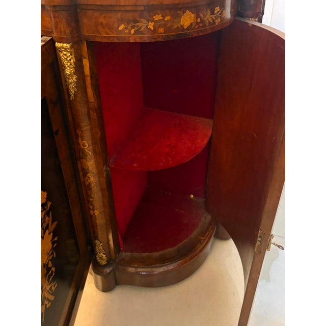Antique Victorian Burr Walnut Sideboard Cabinet with Floral Marquetry Credenza, 1850 For Sale - Image 17 of 18