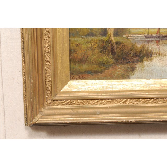 French Country River Landscape, C. 1910 For Sale - Image 9 of 14