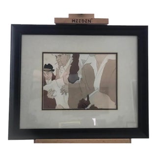 Coa Stamped on Back Victor DI Gesu Mid 20th Century Private Collection Ca Artists Wall Art Mobsters 30’s Disney Early Piece For Sale