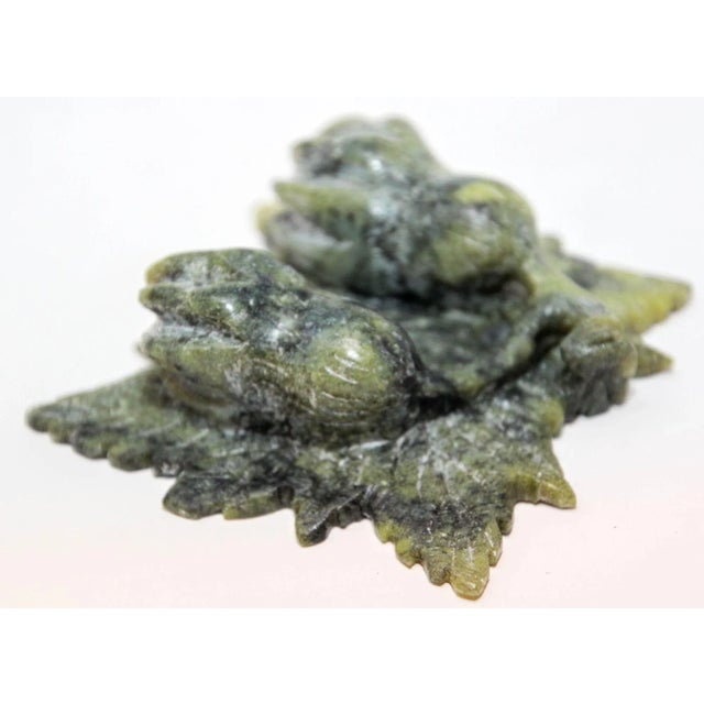 Vintage Chinese Jade Hand Carved Stone Amulet With Acanthus Flowers and Leaves For Sale - Image 4 of 13