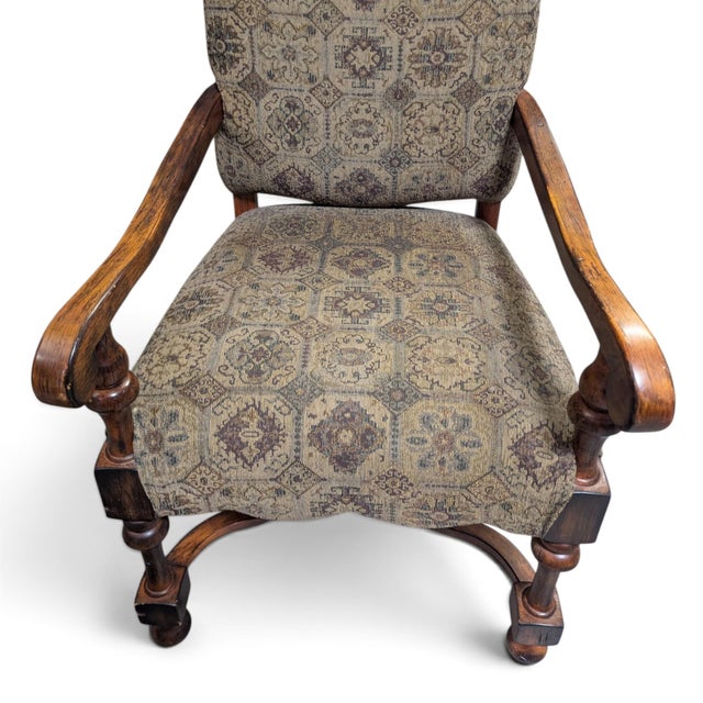 Early 20th Century Louis XIII-Style High-Back Wood Armchair With Tapestry Upholstery For Sale - Image 13 of 13