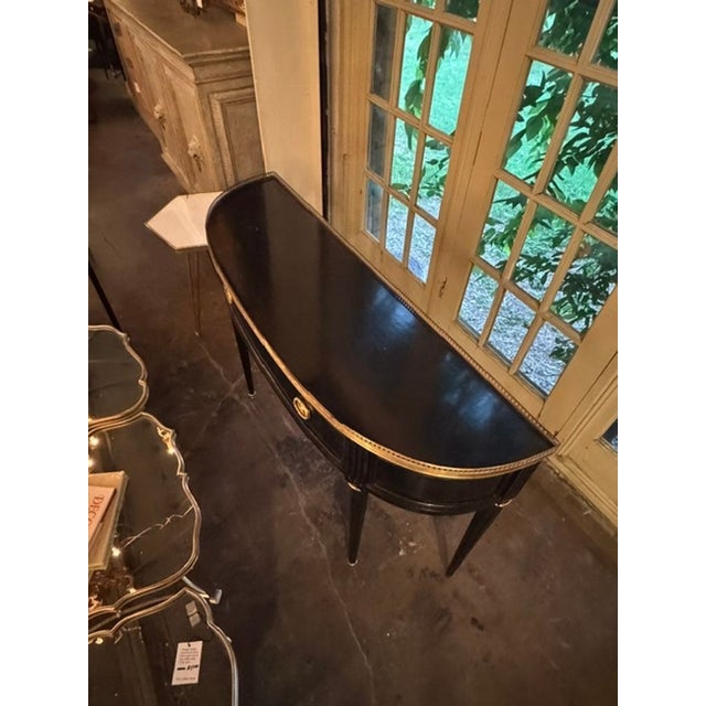Traditional Vintage French Jansen Design Black Lacquered Console For Sale - Image 3 of 5
