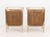 Pair of Venetian Style Painted Bedside Tables, with ribbon and bow form motif, three drawers on four tapered legs. 28.25"...