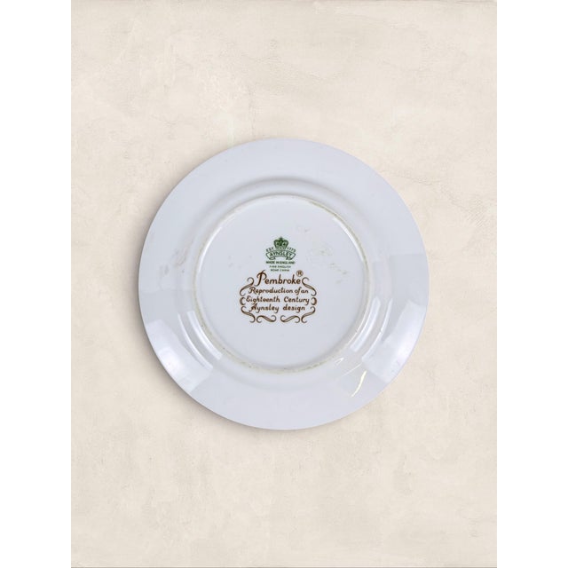 1980s Vintage Aynsley Pembroke Fine English Bone China Demitasse Cup, Saucer & Side Plate Trio For Sale - Image 5 of 11