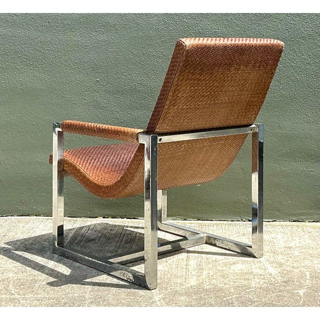 Modern Vintage Ralph Lauren Woven Leather Loft Lounge Chair For Sale - Image 3 of 12