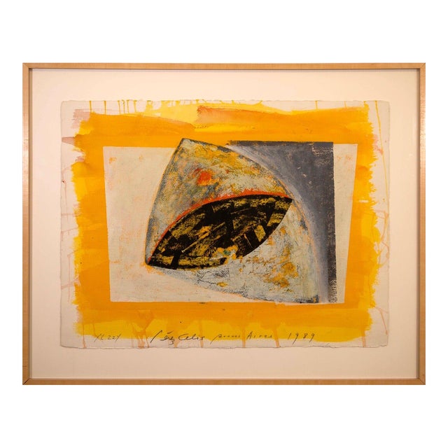 Perez Celis Buenos Aires Abstract Oil Painting on Paper 1989 For Sale