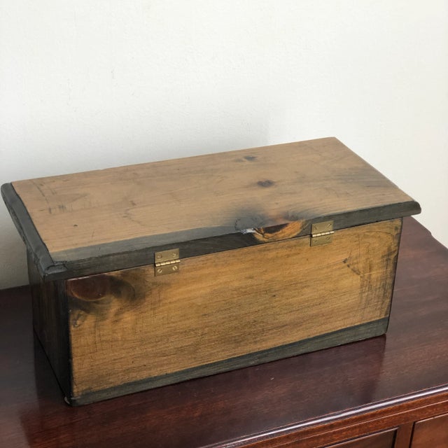 Mid 20th Century Vintage Handcrafted Primitive Wood Storage Box For Sale - Image 5 of 12