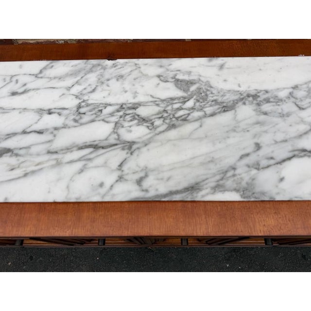 Weiman Vintage Hollywood Regency Campaign Style Marble Top Low Table Cabinet by Weiman For Sale - Image 4 of 18