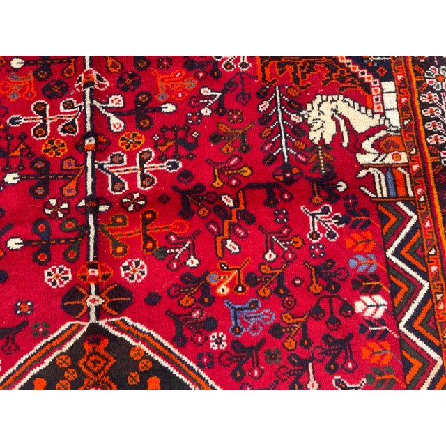 Red Vintage Turkish Hand-Knotted Rug With Central Medallion and Tribal Floral Motifs Rug For Sale - Image 8 of 12