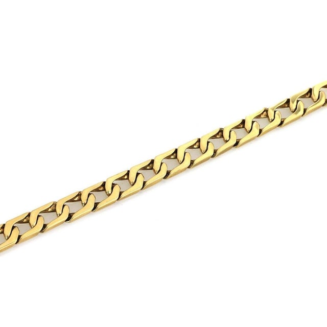 Mid 20th Century 14k Yellow Gold Wide Open Flat Curb Chain Link Bracelet 8.5" Long For Sale - Image 4 of 6