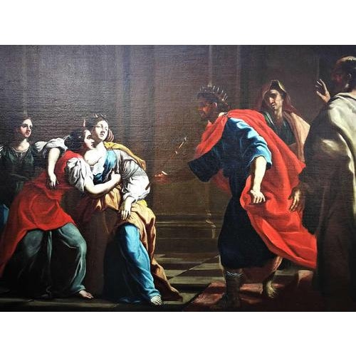 Oil painting on canvas depicting a scene from the Book of Esther, a text contained in the Christian Old Testament and,...