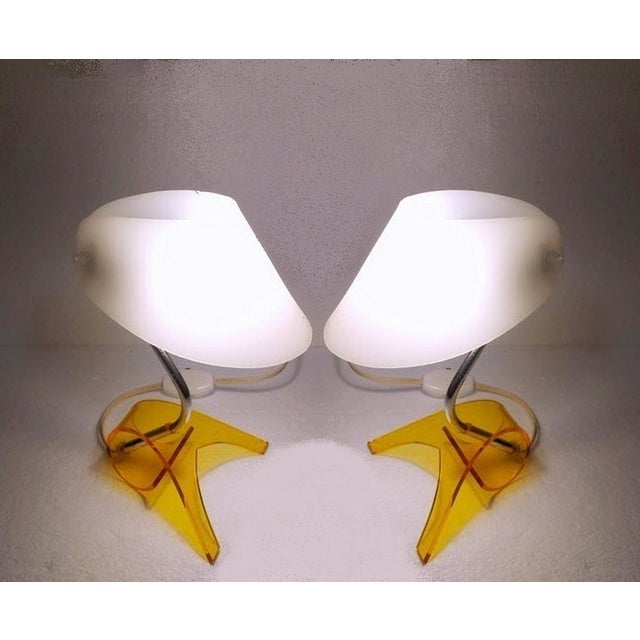 An authentic pair of vintage german modernist table lamps, dating from the late 1960s / early 1970s. these lamps are...