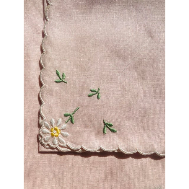 Mid 20th Century Madeira Pink Embroidered Linen Placemats and Napkins in Original Box - 4 pcs For Sale - Image 4 of 9