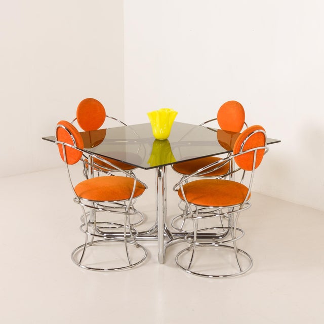 Mid-Century Modern Italian Space Age Dining Table with Chairs by Giotto Stoppino, 1970s, Set of 5 For Sale - Image 3 of 18