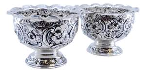 Embossed Silver Bowls with Applications, Set of 2