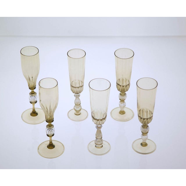 Champagne Flutes by Cenedese, Set of 6 For Sale - Image 3 of 18