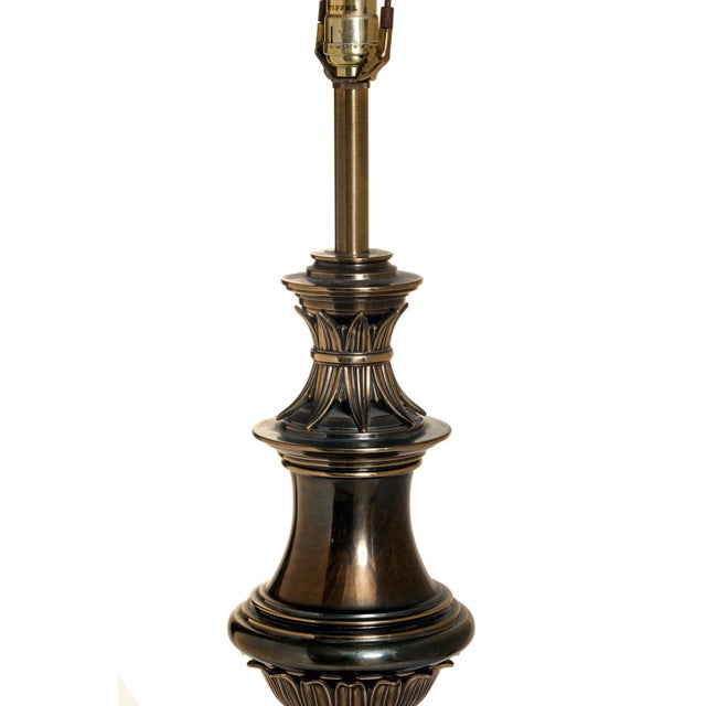 Mid-Century Modern 1970s Midcentury Brass Urn Lamp by Stiffel With Original Shade For Sale - Image 3 of 7